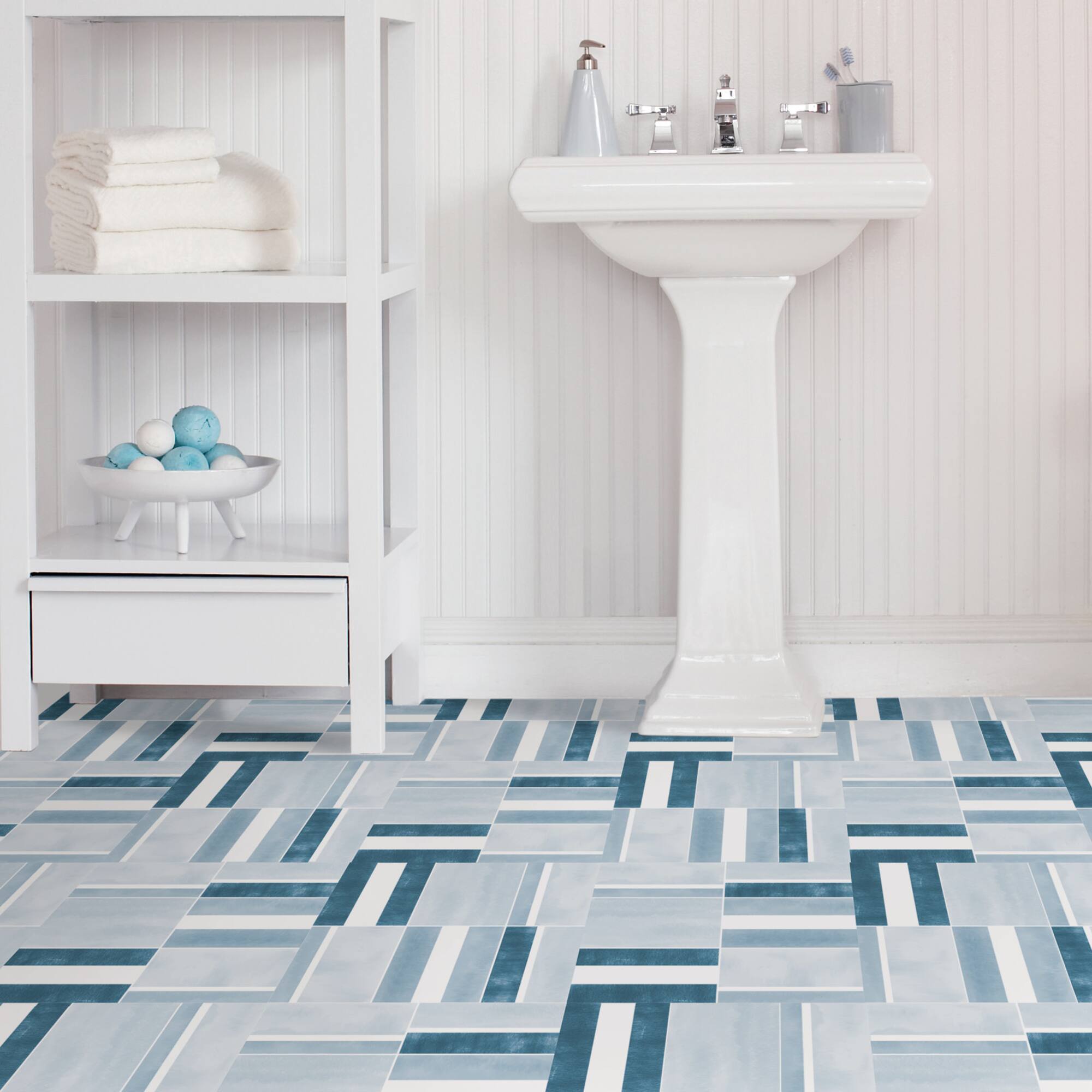 FloorPops Azure Peel & Stick Floor Tiles